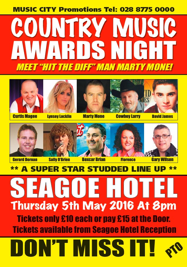 COUNTRY MUSIC AWARDS NIGHT, SEAGOE HOTEL, PORTADOWN, MAY 5th 2016